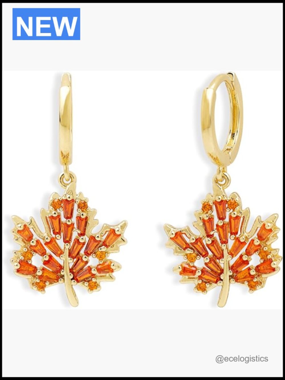 Gold Hoop Dangle Drop Earrings CZ Rhinestone Hypoallergenic